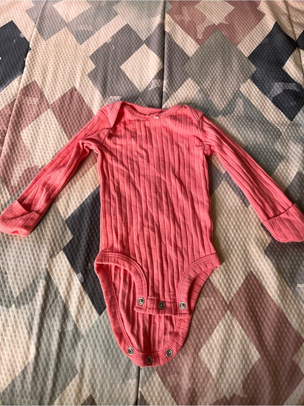 Carter's Coral Ribbed Long-Sleeve Baby Bodysuit